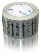 text and arrow colored tape
